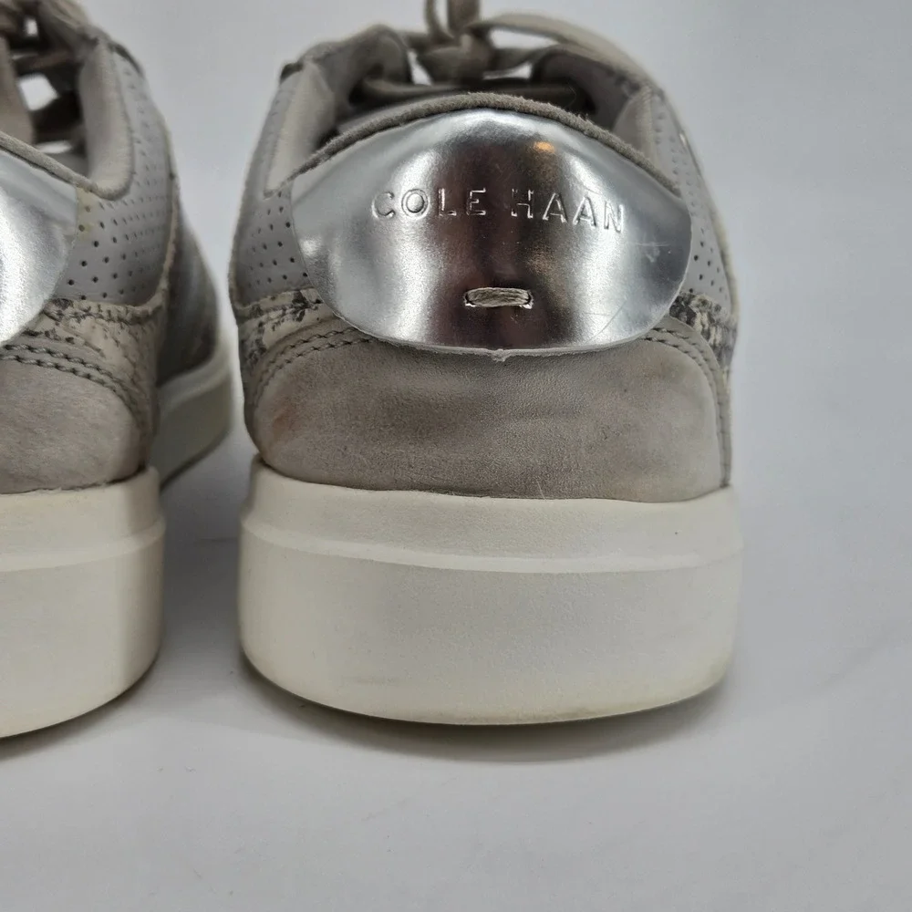 Cole Haan Grand Crosscourt Snakeskin Leather Shoes Grey 9B Python Sneakers‎